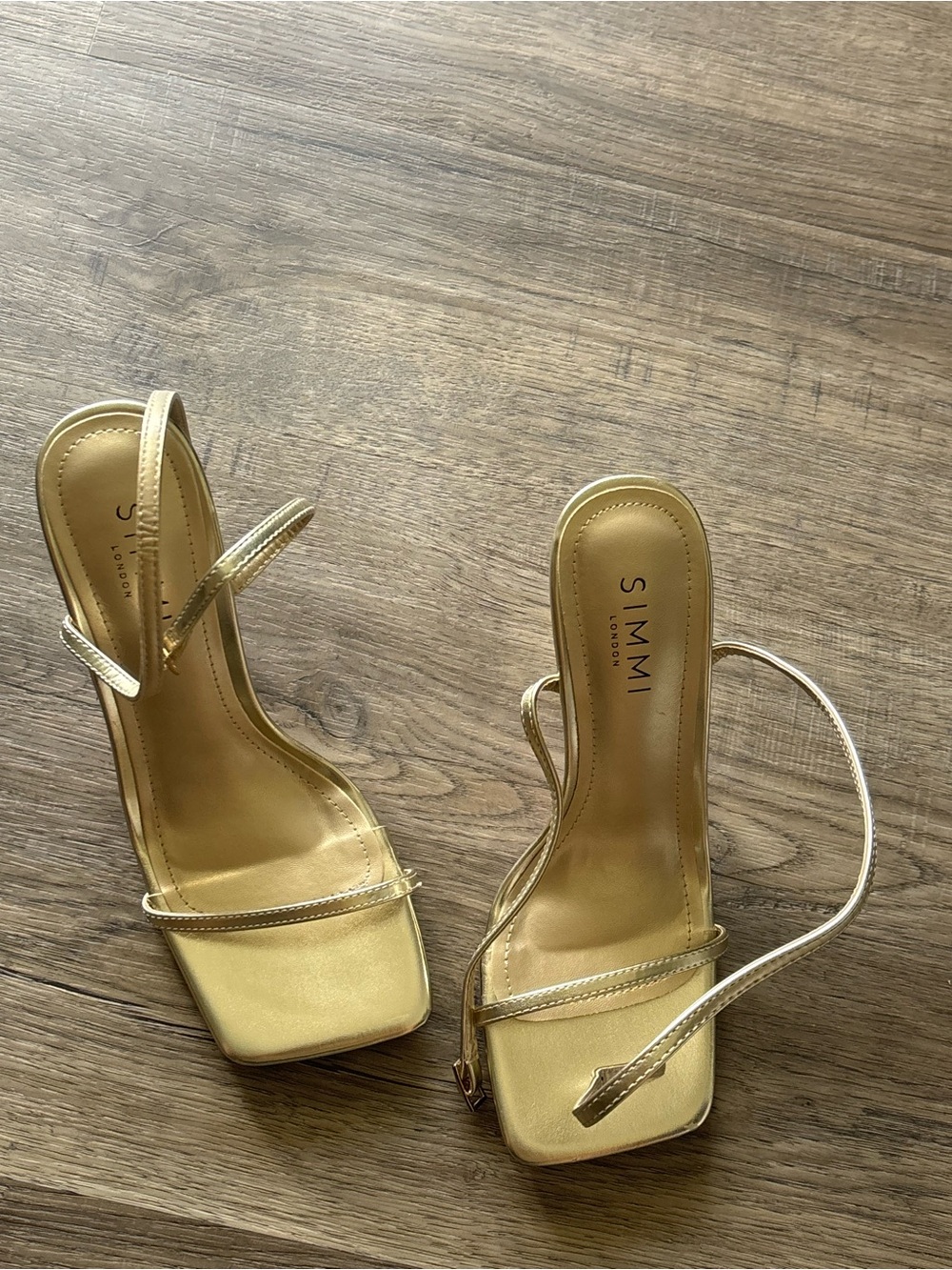 SIMMI London Metallic Gold Strappy Heeled Sandals